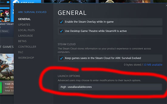 ARK Steam Launch Options